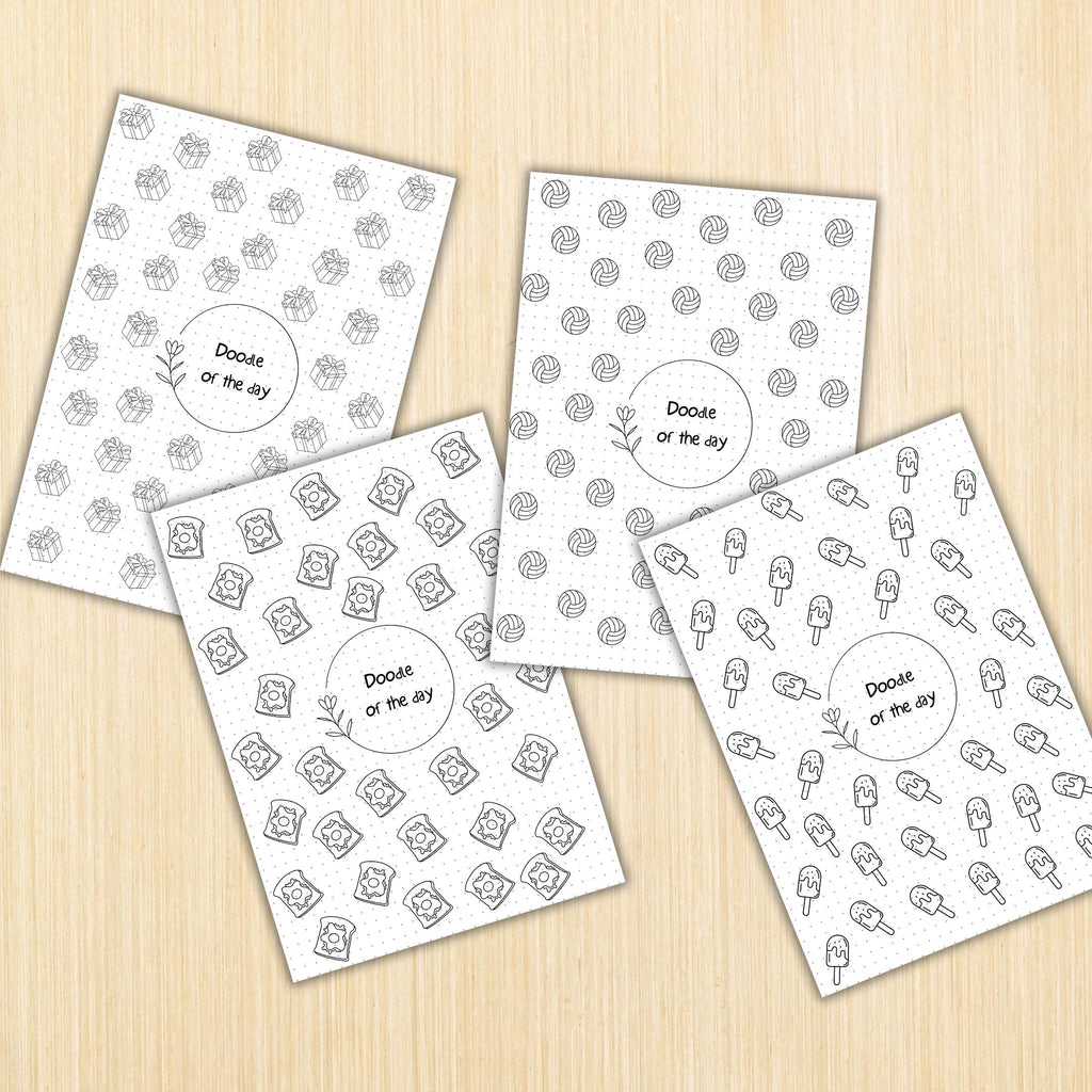 365 Days Drawing — DOODLE of the Day Bundle, Daily Doodle Journal, Creative Doodle of the Day, PRINTABLE Jo... | Mindfulness printable