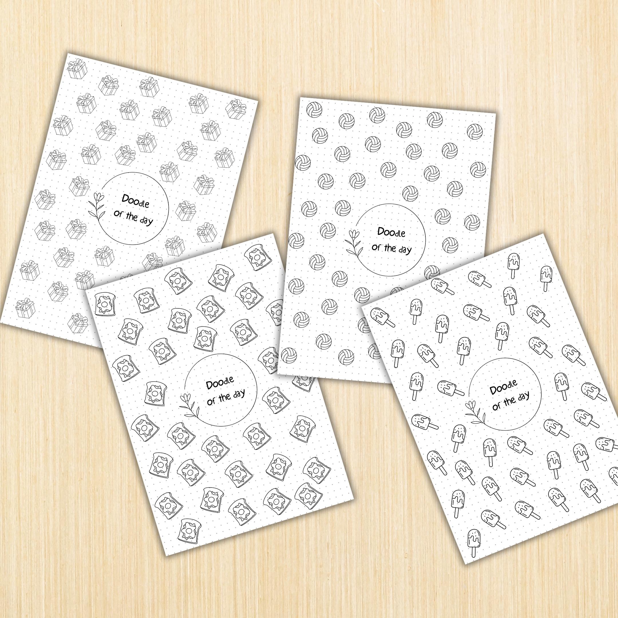 365 Days Drawing — DOODLE of the Day Bundle, Daily Doodle Journal, Creative Doodle of the Day, PRINTABLE Jo... | Mindfulness printable