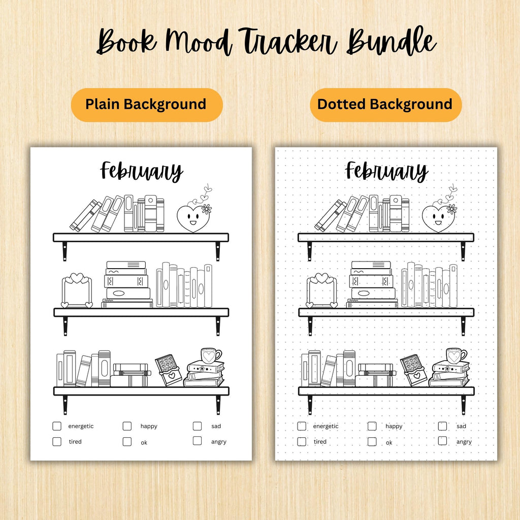Bookish Mood Tracker — Book Mood Tracker Bundle, PRINTABLE Reading Journal Bundle, Printable Bookshelf Bund... | Mindfulness printable