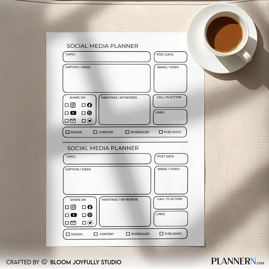 Analytics Tracker — Social Media Planner PRINTABLE, Content Planner for Instagram, Youtube, TikTok, Pintere... | Bloom Joyfully printable