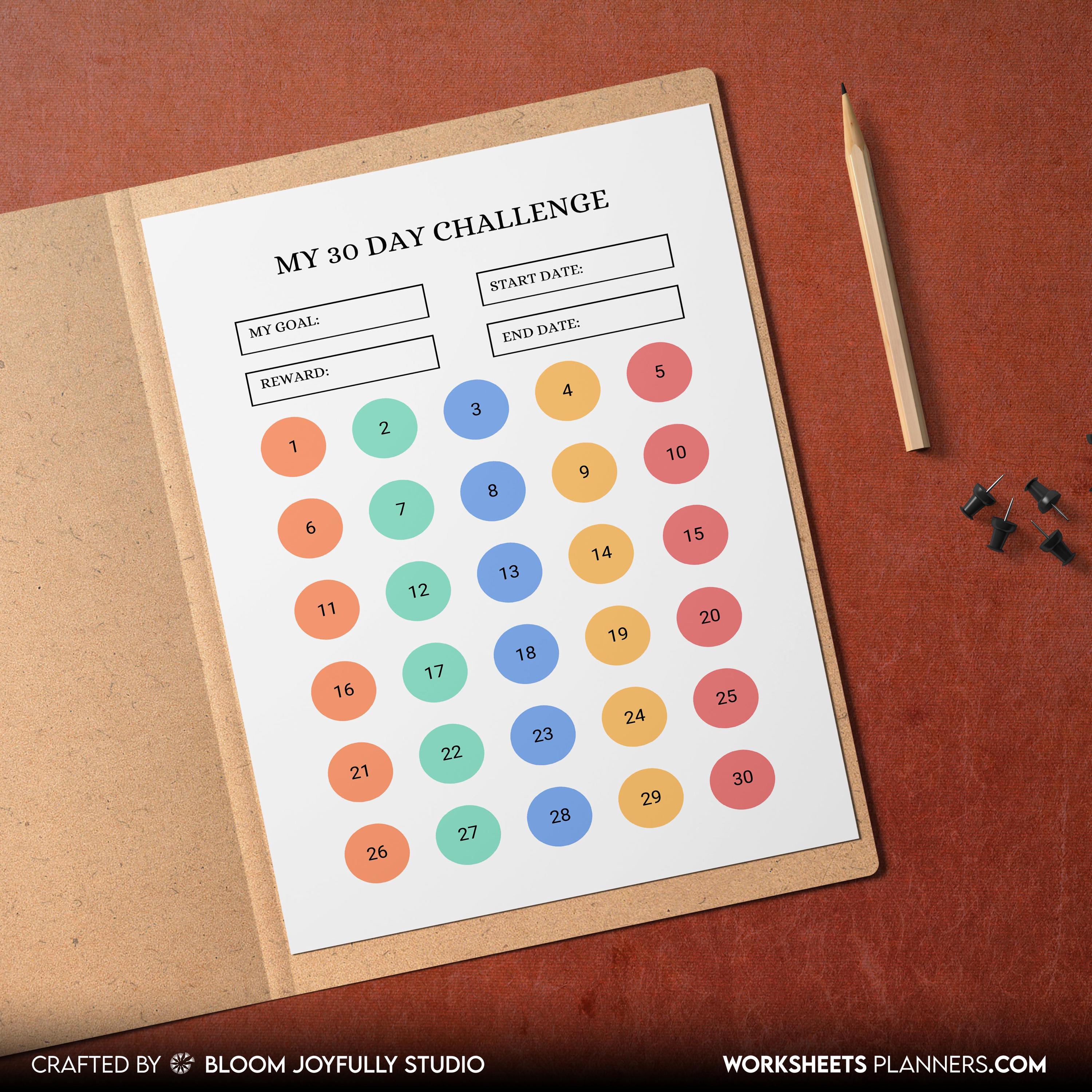 Daily Habits — 30 Day Challenge PRINTABLE, Habit Tracker, Goal Setting, Habit Challenge, Habit Planner, A4/... | Bloom Joyfully printable