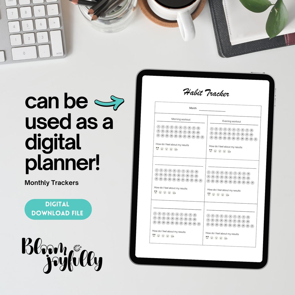 Affirmation — Printable JOURNAL Pages, MONTHLY TRACKERS Bundle, Digital Planner Pages A4 & A5 Size | Mindfulness printable