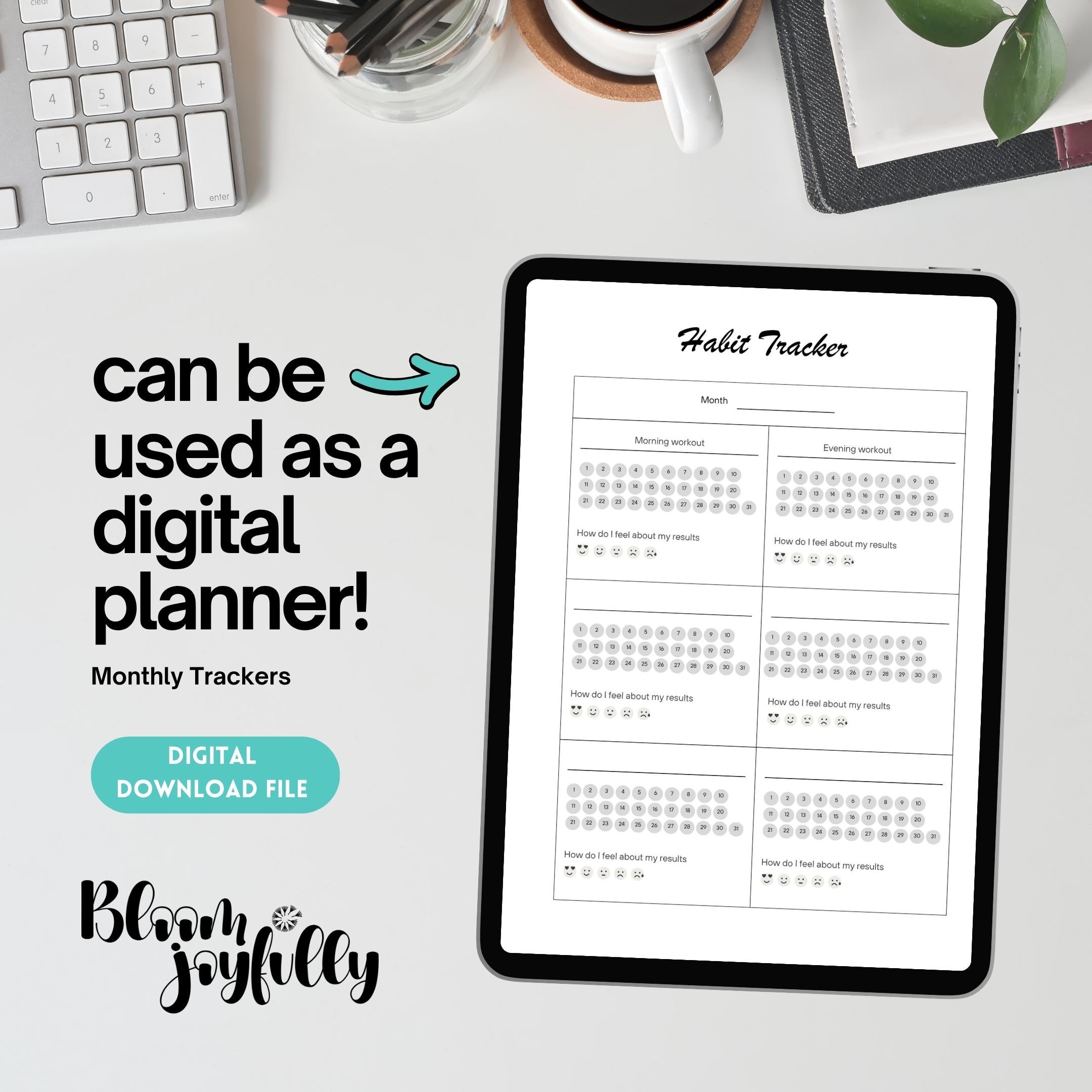 Affirmation — Printable JOURNAL Pages, MONTHLY TRACKERS Bundle, Digital Planner Pages A4 & A5 Size | Mindfulness printable