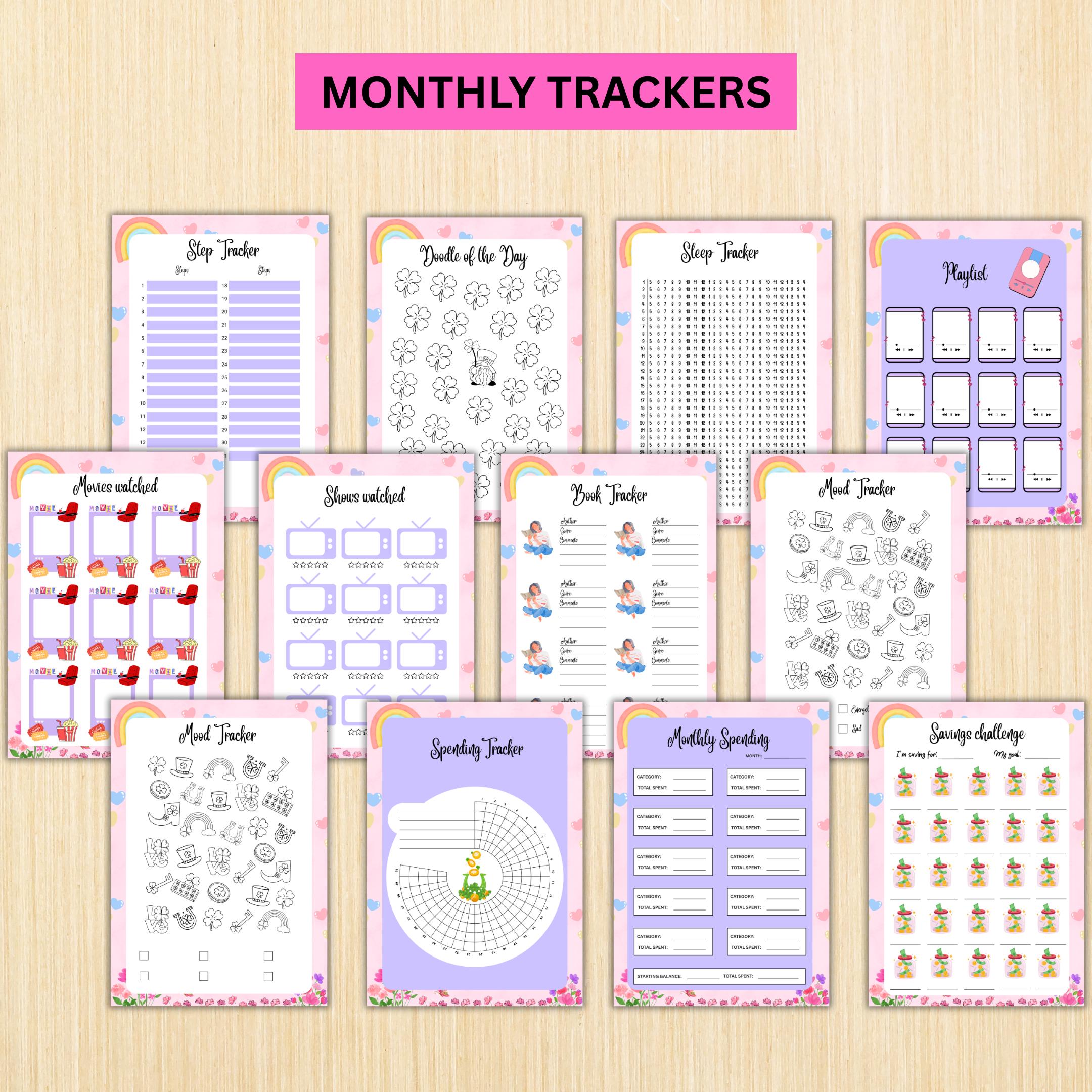 Digital Planner — MARCH Planner Bundle, Habit Tracker, Daily Reflection, Mental Health, Gratitude, Mood Tra... | Mindfulness printable