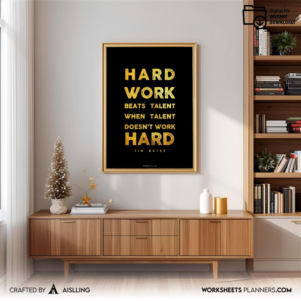 Aislling — Hard work beats Quotes, NBA Sports, Printable NBA Poster, Teenager kid basketball gift, NBA post... | Aislling printable