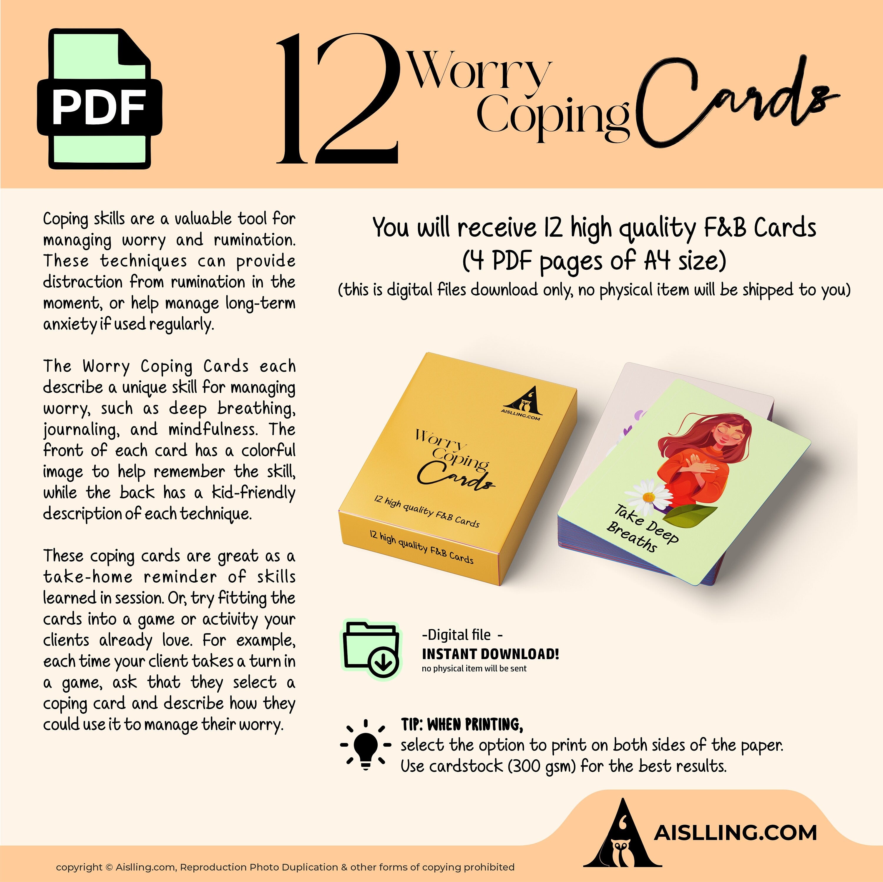 Adhd Worksheets — Worry Coping Cards Therapy Tools Mindfulness Cards Therapy Office Decor Social Psychology... | Mindfulness printable
