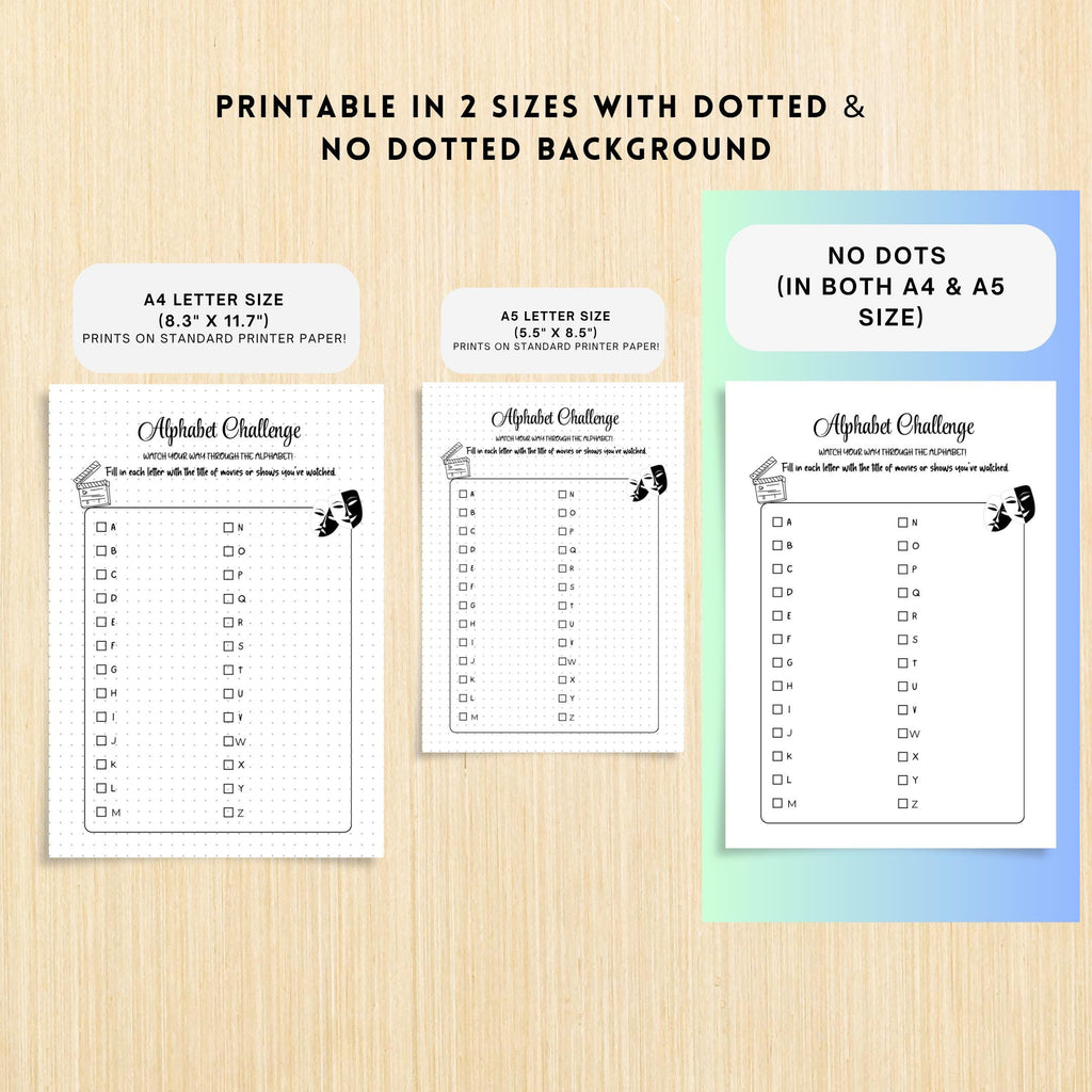 A To Z Movie List — Alphabet Movie Challenge PRINTABLE, A–Z Movie List, Film Bucket List, Movie Night Plann... | Bloom Joyfully printable