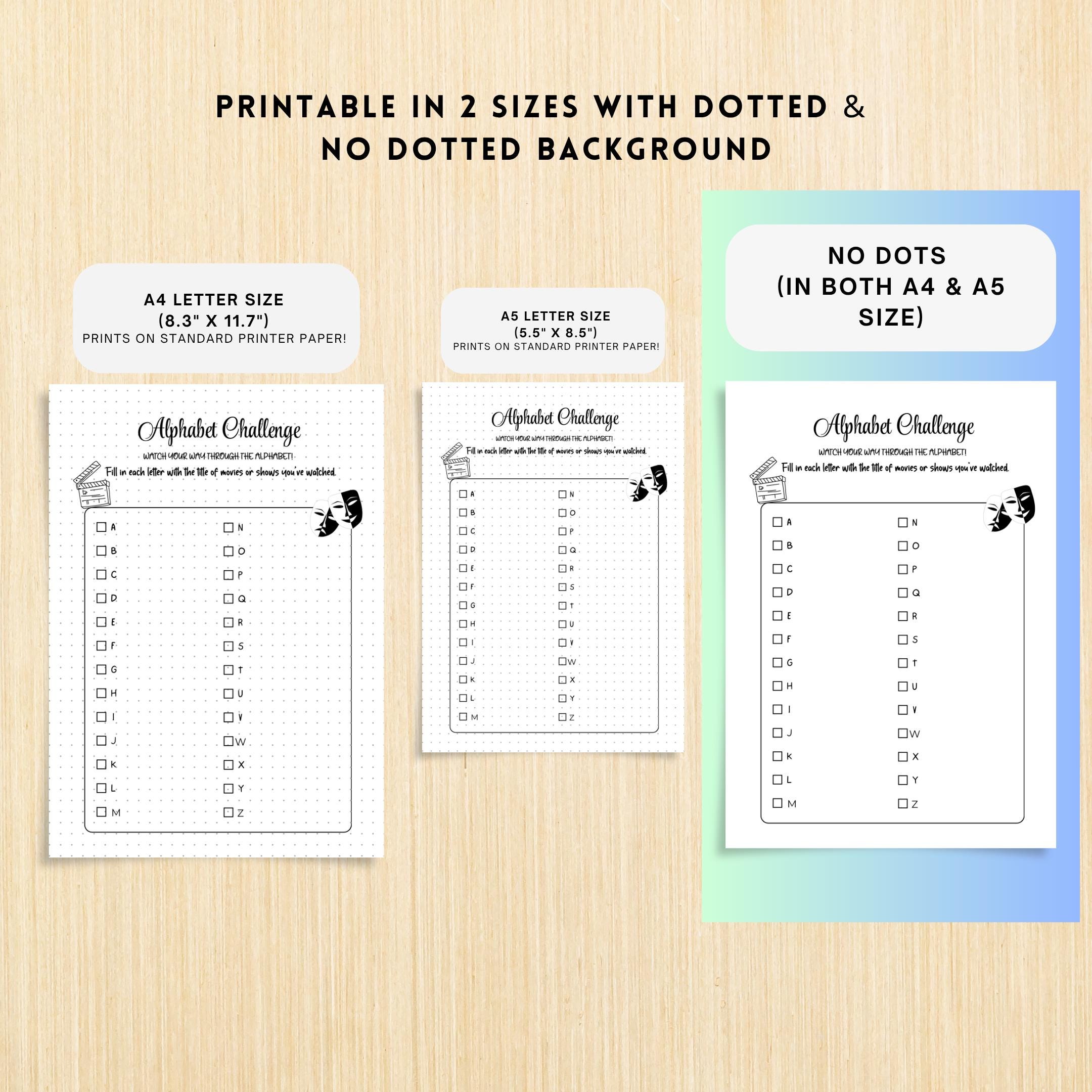 A To Z Movie List — Alphabet Movie Challenge PRINTABLE, A–Z Movie List, Film Bucket List, Movie Night Plann... | Bloom Joyfully printable