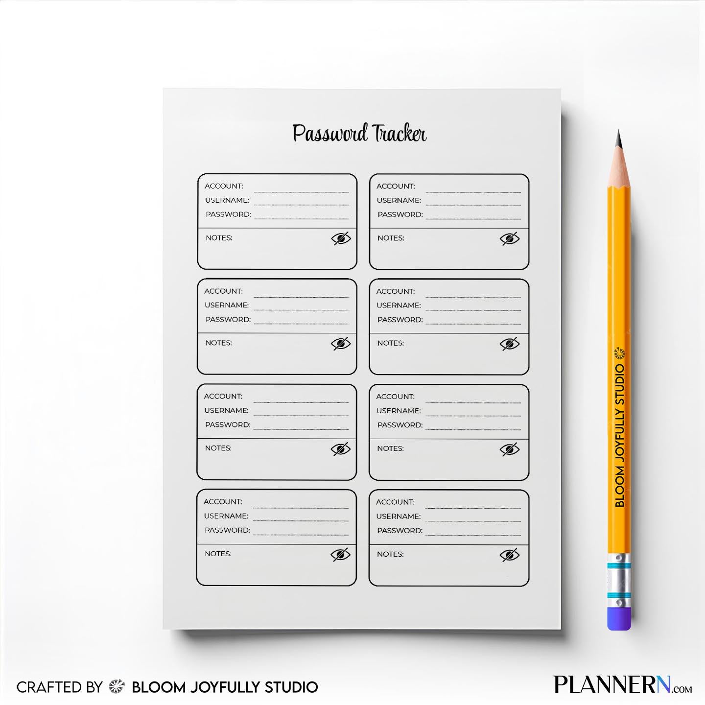 Account Tracker — Password Tracker PRINTABLE, Password Keeper Log Book, Password Journal Page, Password Org... | Bloom Joyfully printable