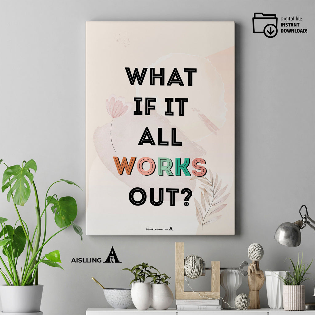 Act — What if it all works out poster, self, esteem, respect, couples therapy, therapy office decor, therap... | Mindfulness printable