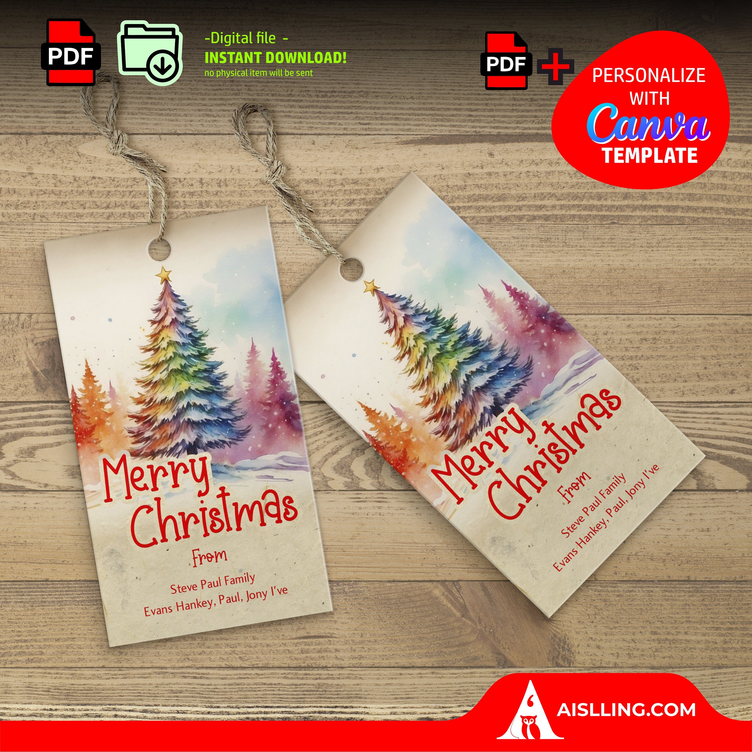 Christmas Gifts — Personalized Christmas Tags holiday tags, Editable Christmas Holiday Gift Tags, Gift Tag ... | Bloom Joyfully printable
