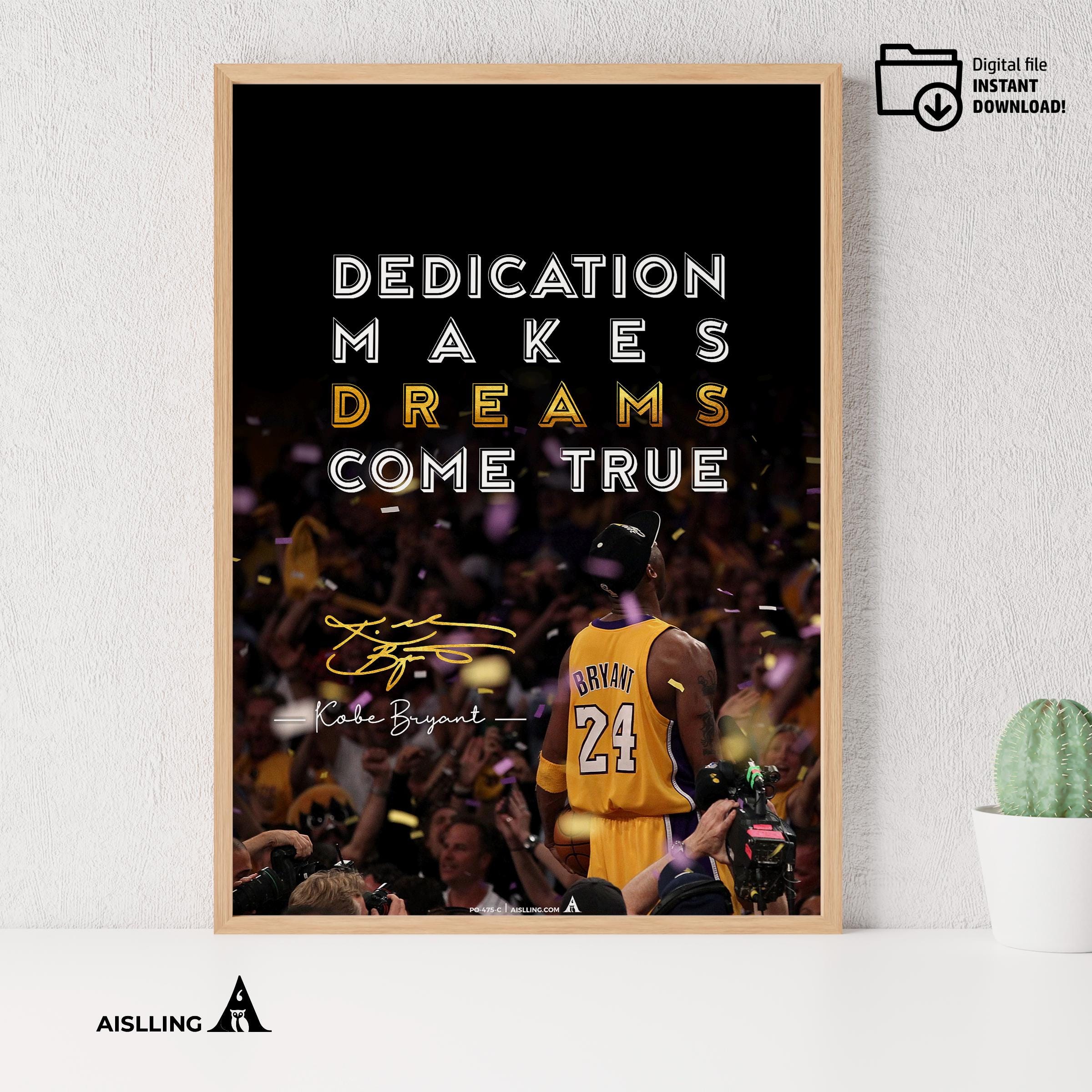 Kobe Bryant Mamba Mentality Quotes, NBA Sports, Printable NBA Poster, Teenager kid basketball gift, NBA poster,  Basketball Black Mamba-475C