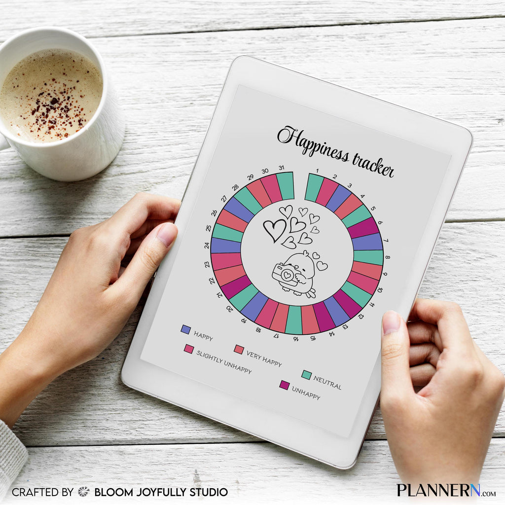 Daily Happiness — Happiness Tracker PRINTABLE, Daily Mood and Happiness Journal, Self, care Planner, Mindfu... | Mindfulness printable