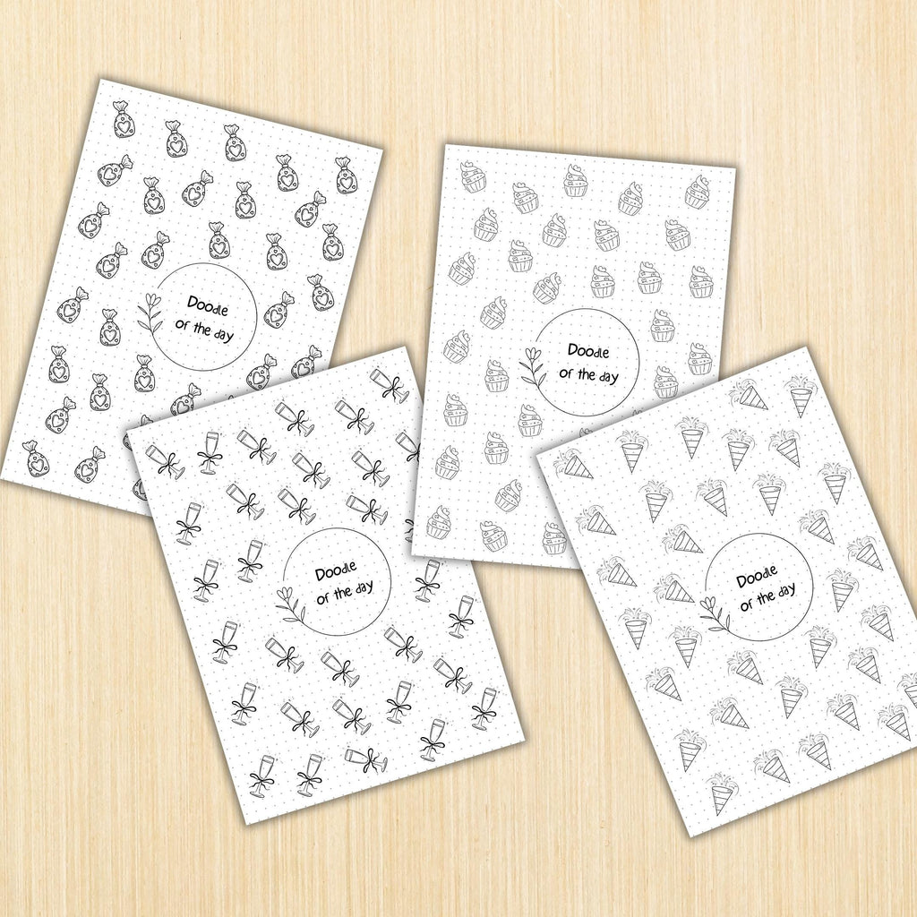 365 Days Drawing — DOODLE of the Day Bundle, Daily Doodle Journal, Creative Doodle of the Day, PRINTABLE Jo... | Mindfulness printable