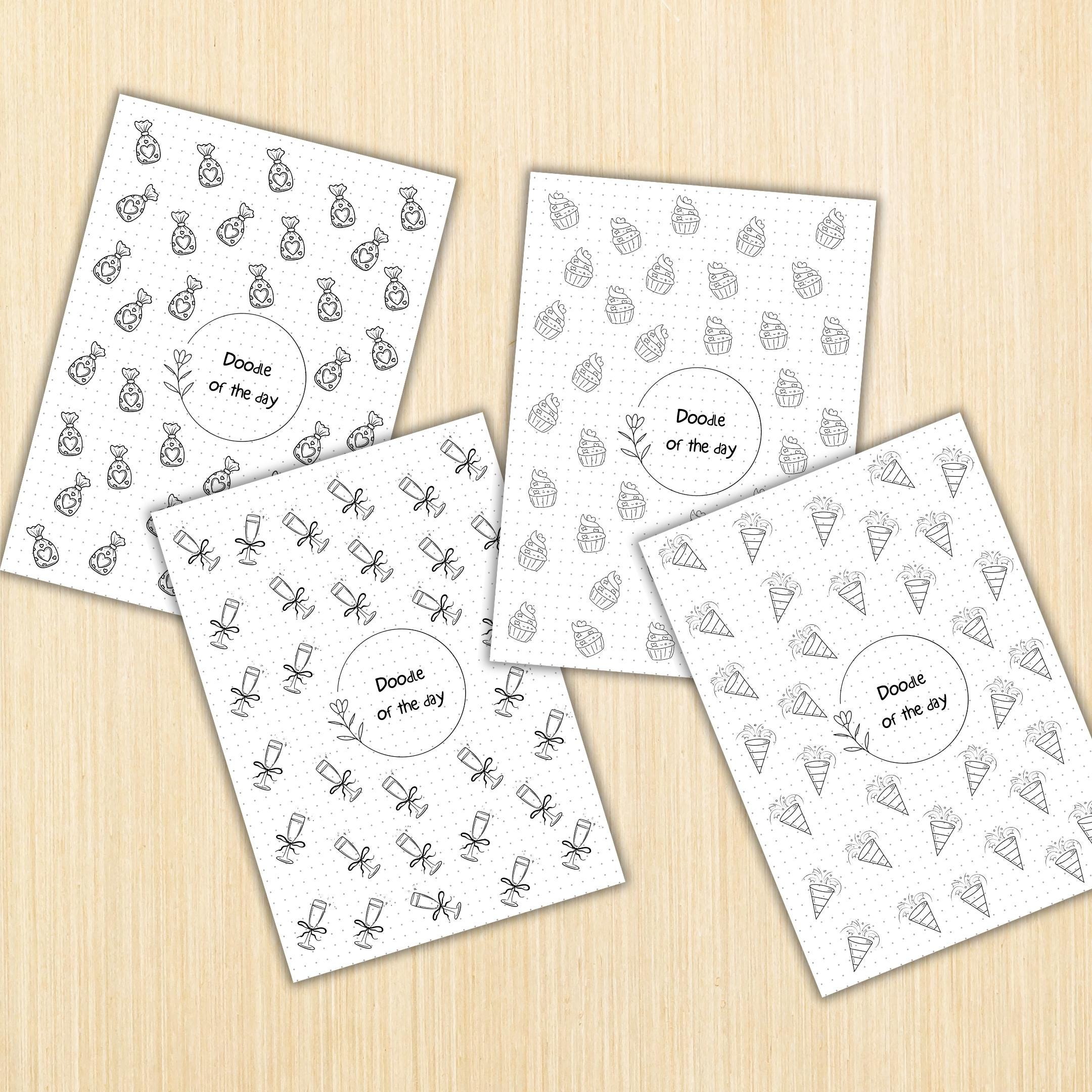 365 Days Drawing — DOODLE of the Day Bundle, Daily Doodle Journal, Creative Doodle of the Day, PRINTABLE Jo... | Mindfulness printable