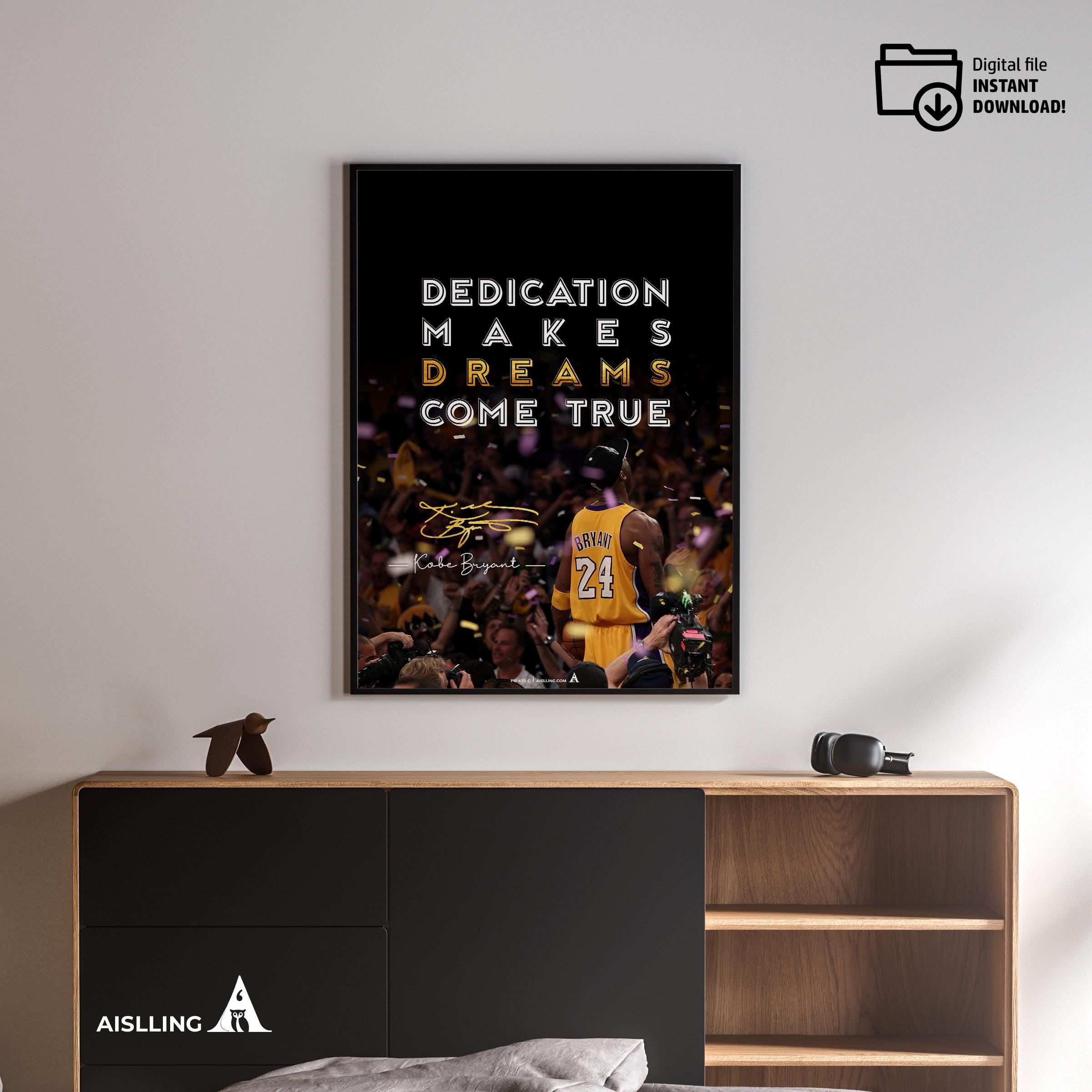 Kobe Bryant Mamba Mentality Quotes, NBA Sports, Printable NBA Poster, Teenager kid basketball gift, NBA poster,  Basketball Black Mamba-475C