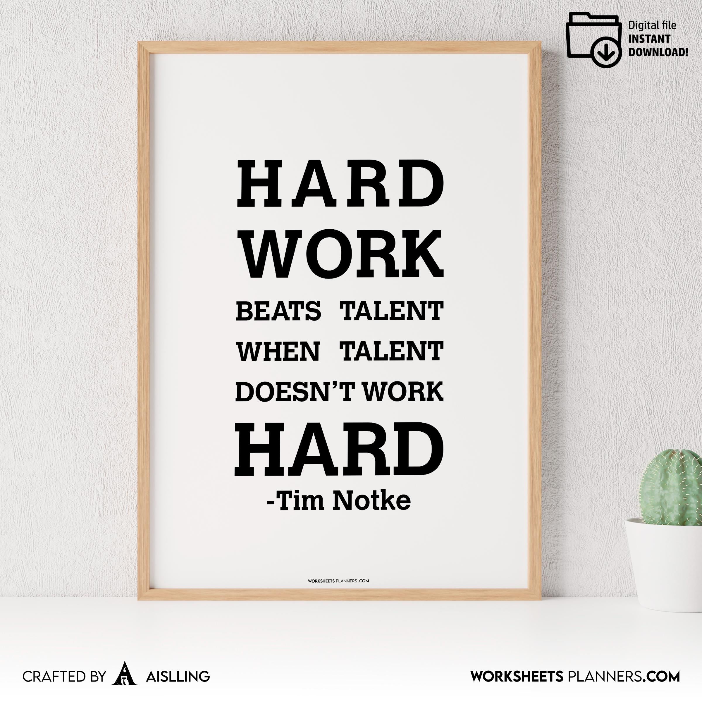 Aislling — Hard work beats Quotes, NBA Sports, Printable NBA Poster, Teenager kid basketball gift, NBA post... | Aislling printable