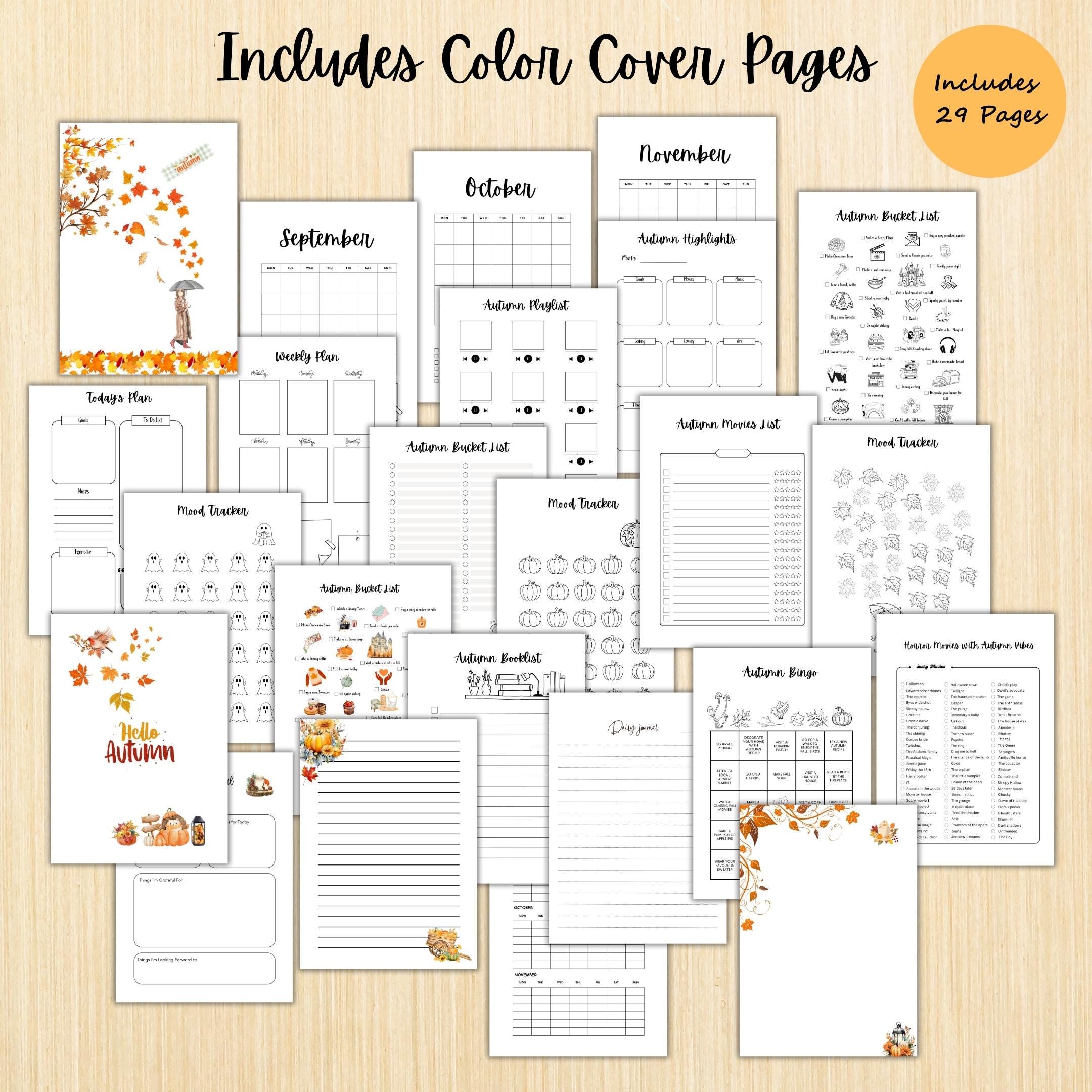 Autumn Bullet — AUTUMN Journal Bundle, Fall Planner Pages, PRINTABLE Autumn Planner, 29 Journal Pages, Fall... | Bloom Joyfully printable