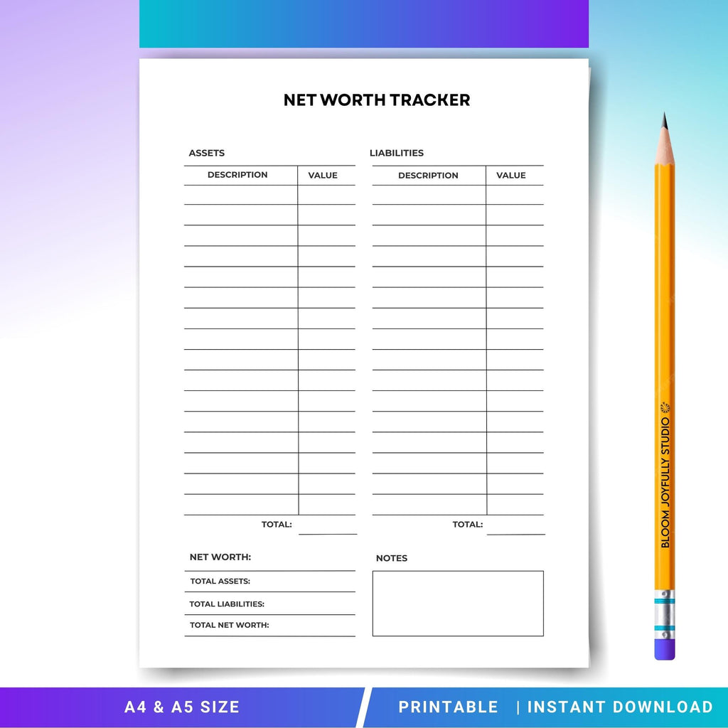 Assets Liabilities — Net Worth Tracker PRINTABLE, Money Planner, Assets Liabilities Log PDF, Financial Stat... | Bloom Joyfully printable