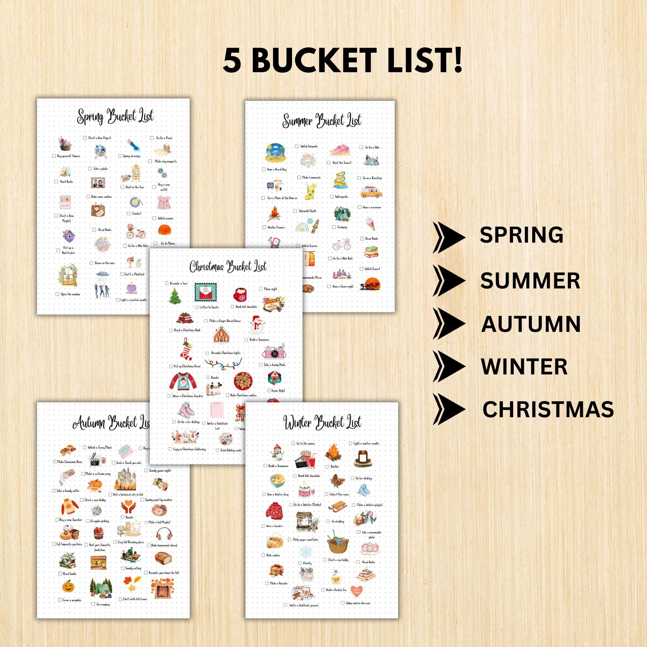 Activity List — Seasonal BUCKET LIST Printable, Spring Bucket List, Summer Bucket List, Fall Bucket List, W... | Bloom Joyfully printable