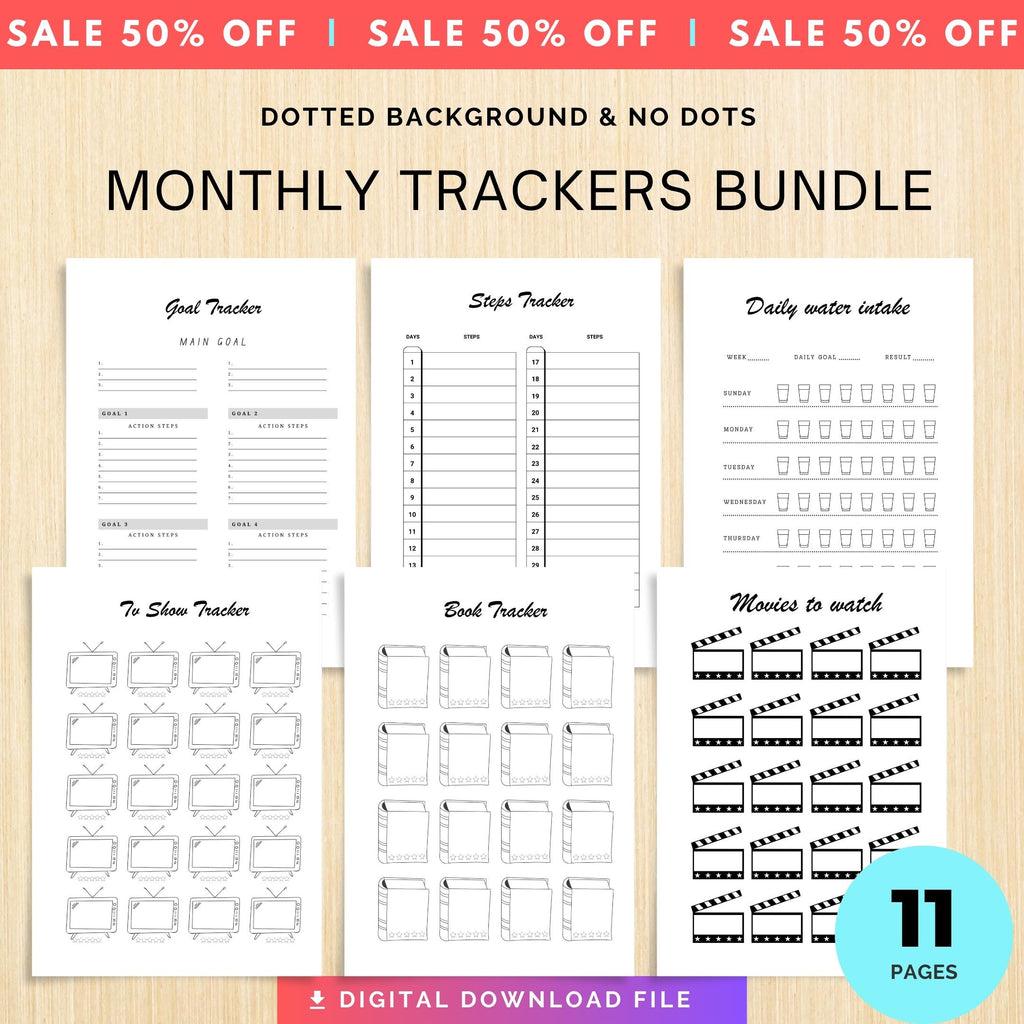 Affirmation — Printable JOURNAL Pages, MONTHLY TRACKERS Bundle, Digital Planner Pages A4 & A5 Size | Mindfulness printable