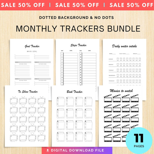 Affirmation — Printable JOURNAL Pages, MONTHLY TRACKERS Bundle, Digital Planner Pages A4 & A5 Size | Mindfulness printable