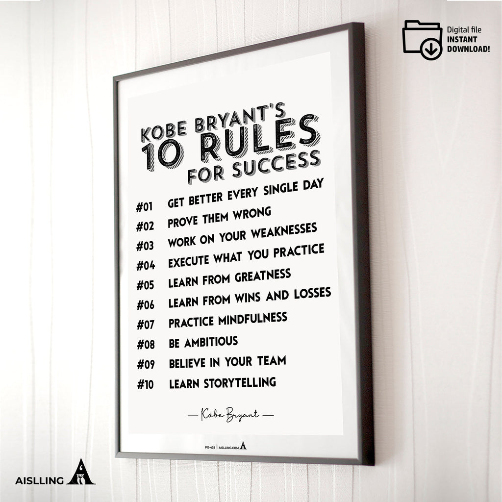 Art For Motivation — Minimalist Mamba Mentality Quote Kobe Bryant’s Poster, NBA Sports, Printable NBA Poste... | Aislling printable