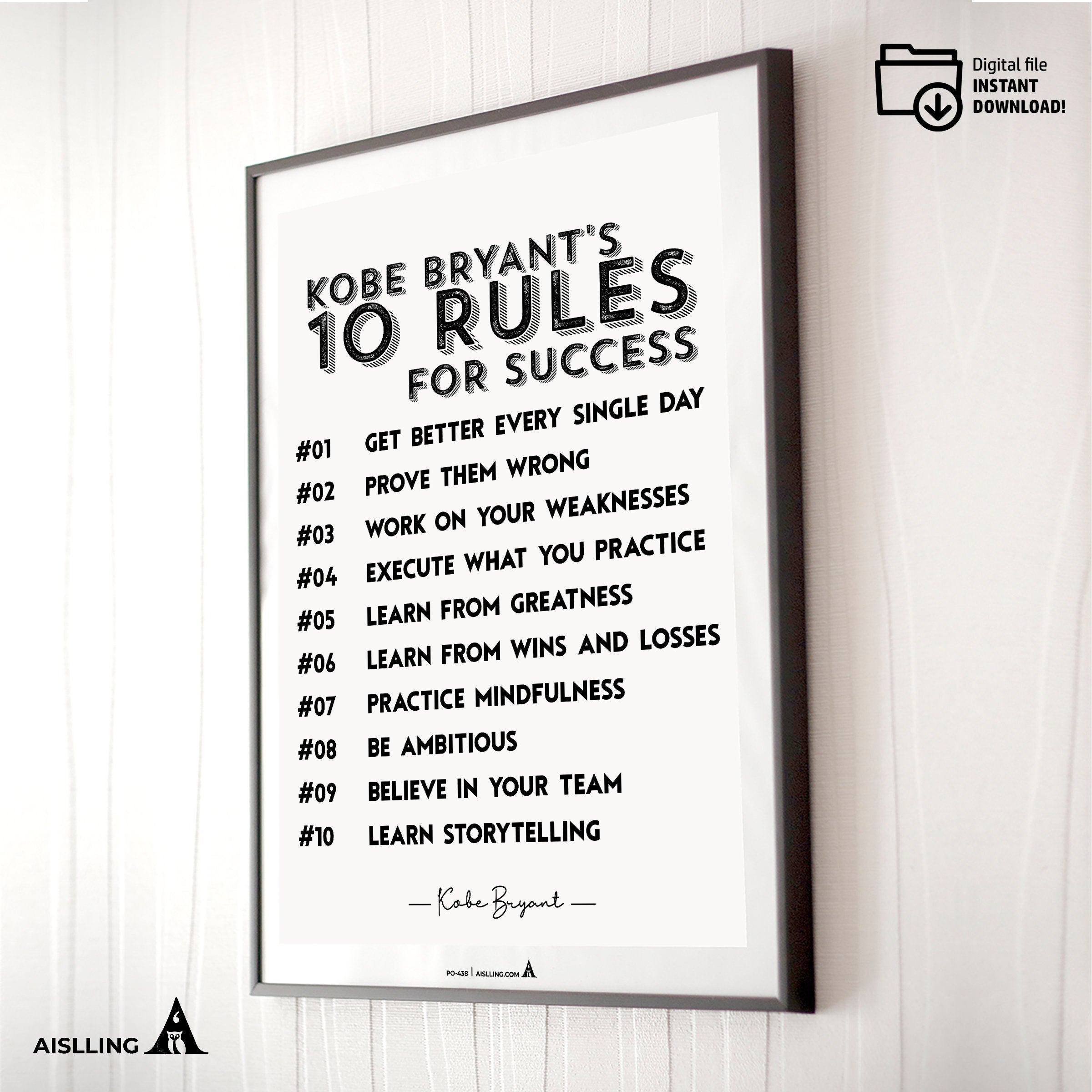 Art For Motivation — Minimalist Mamba Mentality Quote Kobe Bryant’s Poster, NBA Sports, Printable NBA Poste... | Aislling printable