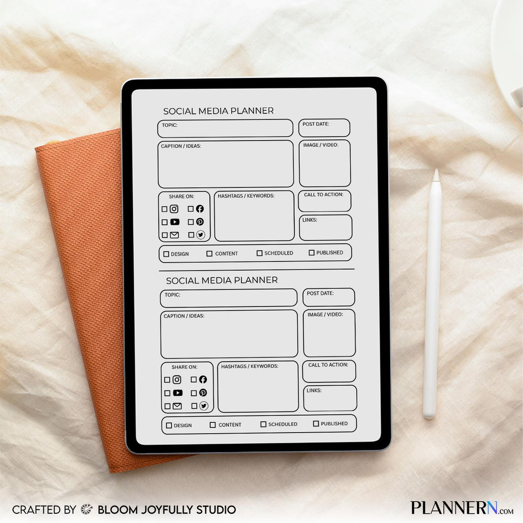 Analytics Tracker — Social Media Planner PRINTABLE, Content Planner for Instagram, Youtube, TikTok, Pintere... | Bloom Joyfully printable