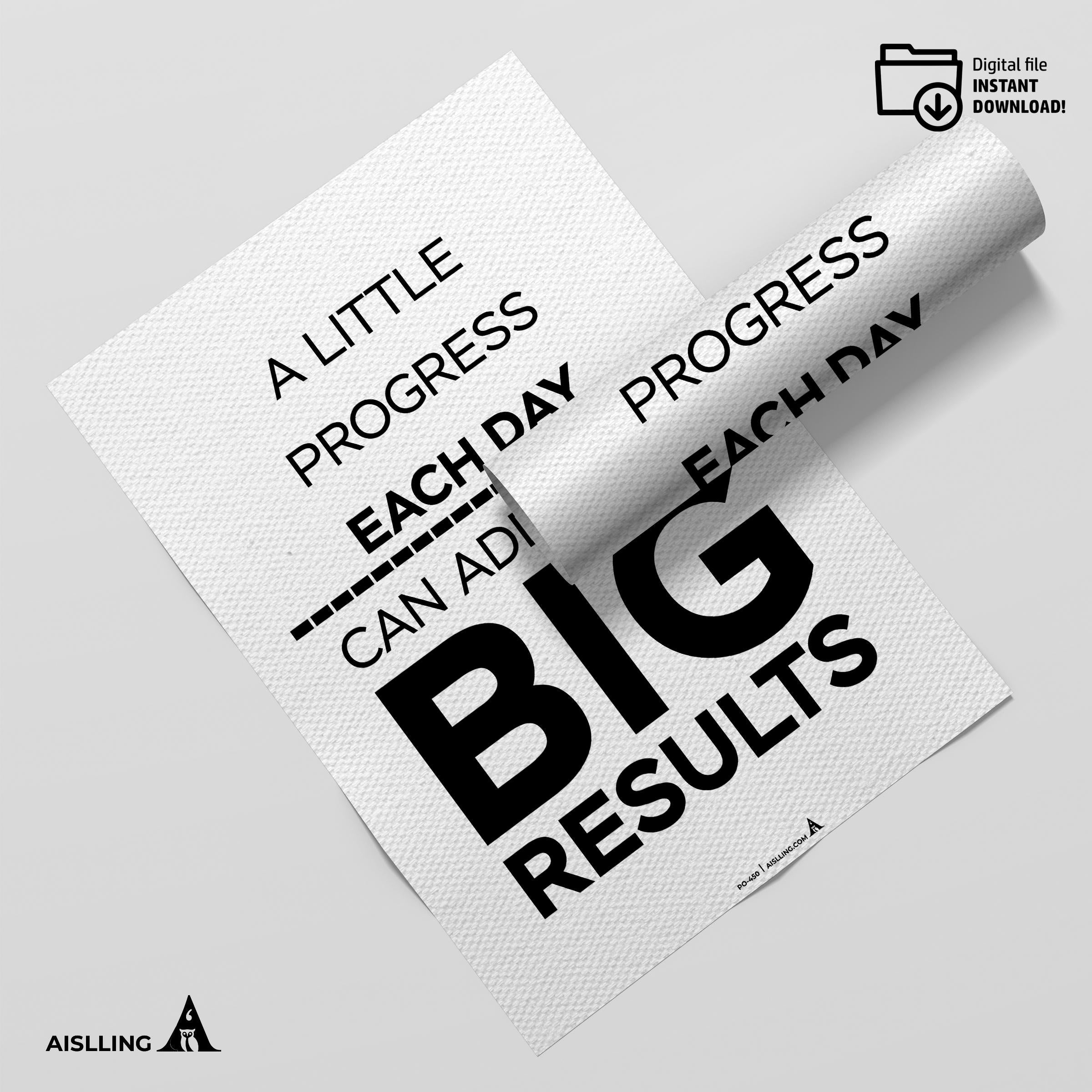 Aislling — a little progress each day Quotes Digital Printable Wall Art Inspirational Quotes Poster, Motiva... | Aislling printable