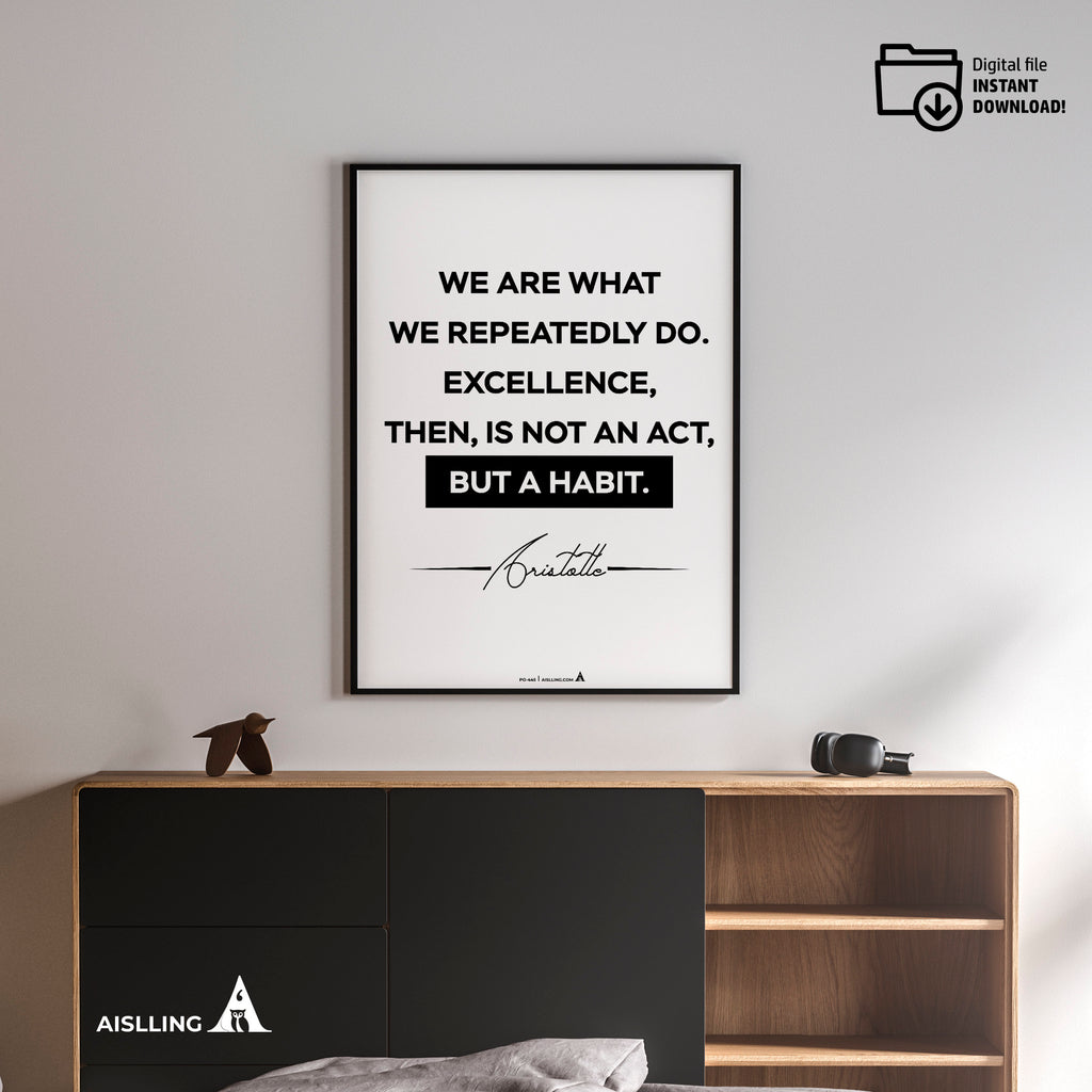 Inspirational Aristotle Quotes Print, Ancient Greek Wisdom Wall Art, Motivational Philosophy Decor, Classic Teacher Gift