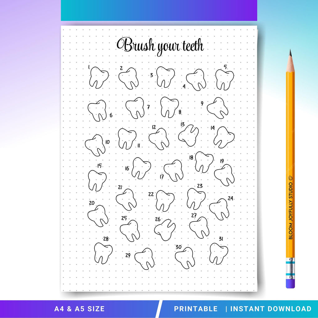 Brushing Reward — Tooth Brushing Chart PRINTABLE, Brush Your Teeth, Dental Care Tracker, Brush Teeth Tracke... | Bloom Joyfully printable