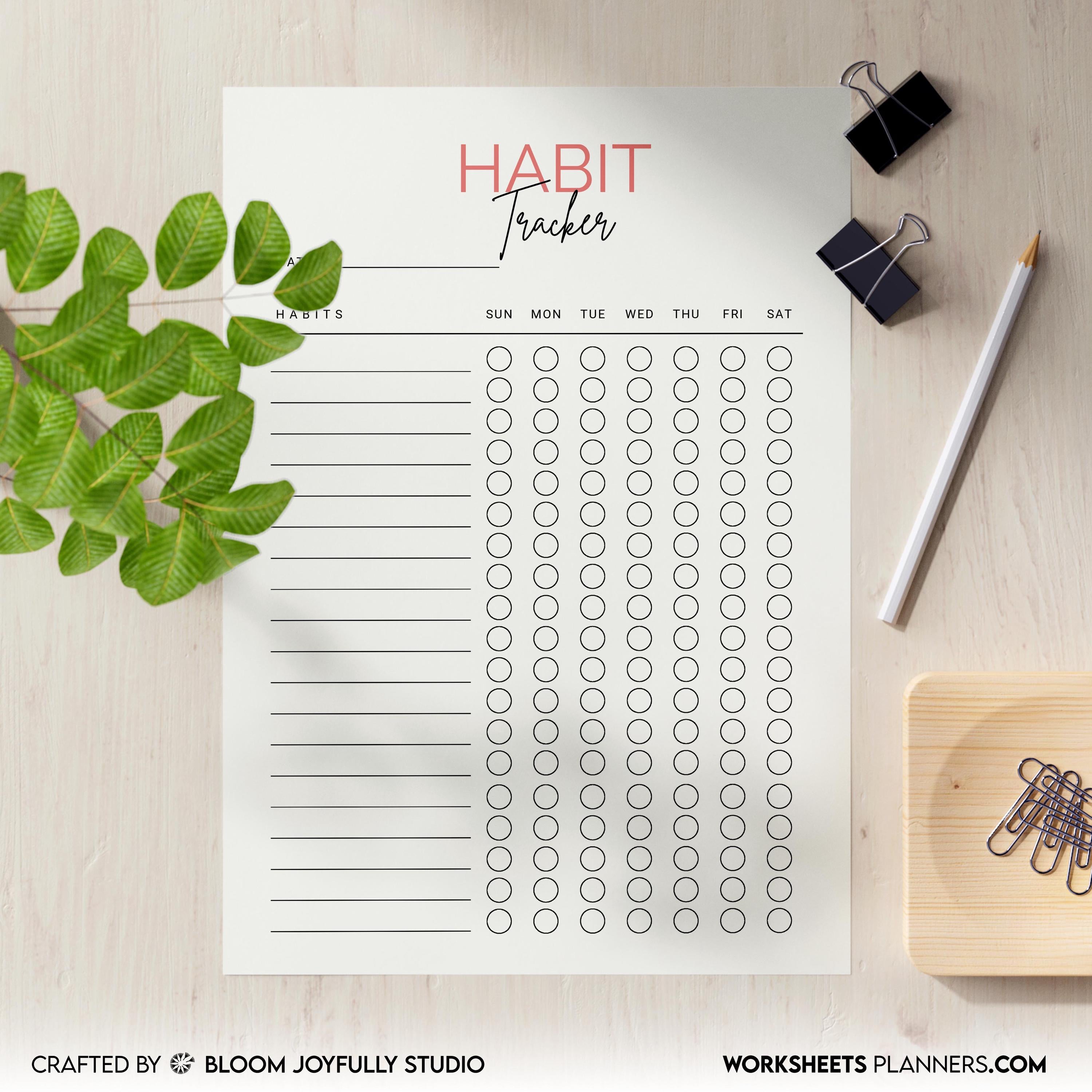 Daily Habits — Habit Tracker, PRINTABLE Habit Tracker, Monthly Tracker, Printable Planner Page, Routine Tra... | Bloom Joyfully printable