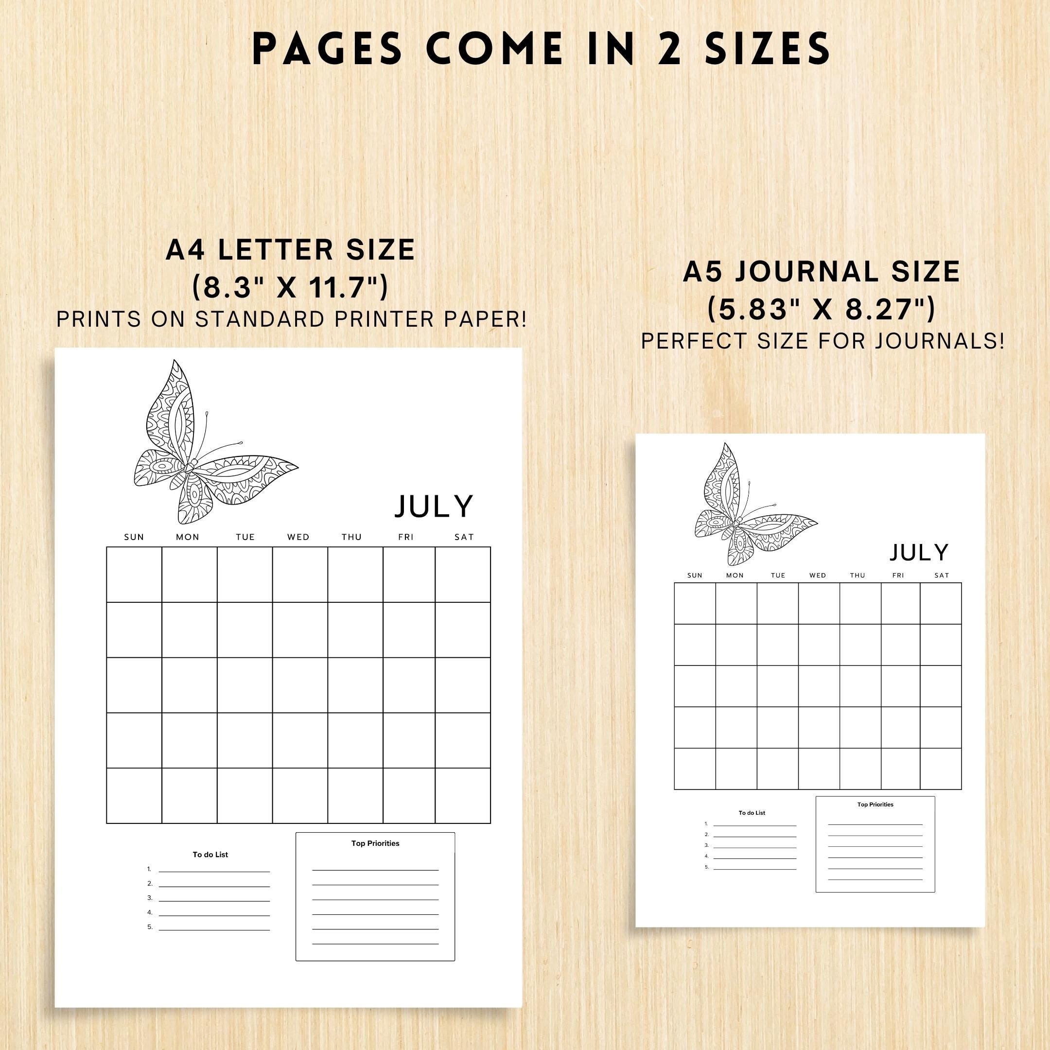 Bujo Template — 12 Month Calendar, Monthly Planner, Journal Calendar, PRINTABLE CALENDAR, Journal, Printabl... | Bloom Joyfully printable