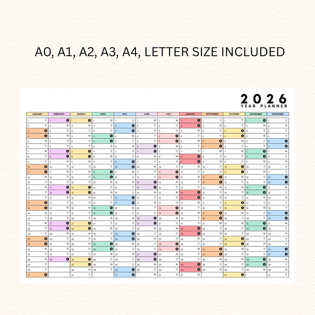 2026 Planner — 2026 PRINTABLE Wall Calendar, Dated Calendar, PDF, Different Sizes Available, Plan Your Day ... | Bloom Joyfully printable