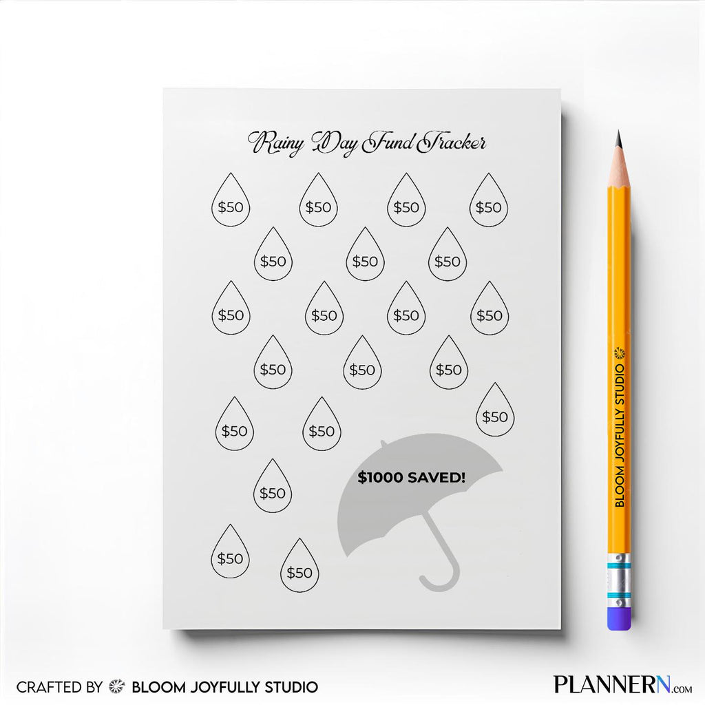 Budget Printable — Rainy Day Savings Tracker PRINTABLE, Emergency Savings tracker, Savings Goal Planner, Bu... | Bloom Joyfully printable