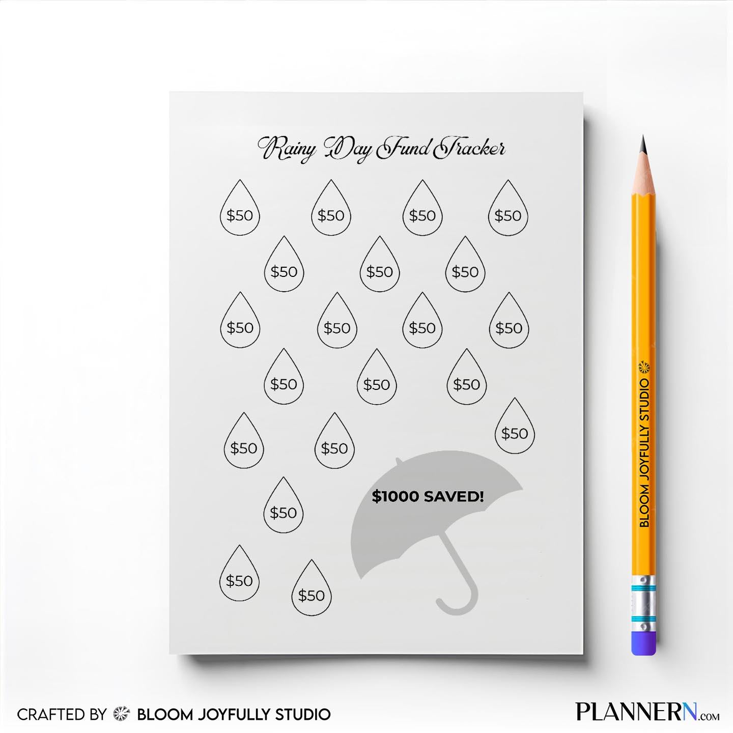 Budget Printable — Rainy Day Savings Tracker PRINTABLE, Emergency Savings tracker, Savings Goal Planner, Bu... | Bloom Joyfully printable