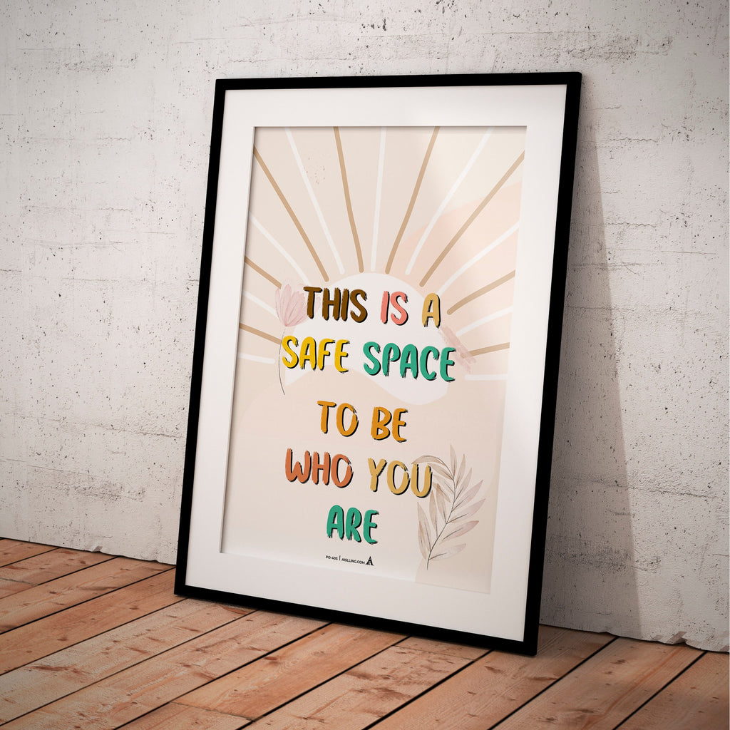 Act — This is a safe space to be who you are poster, self, esteem, respect, couples therapy, therapy office... | Mindfulness printable