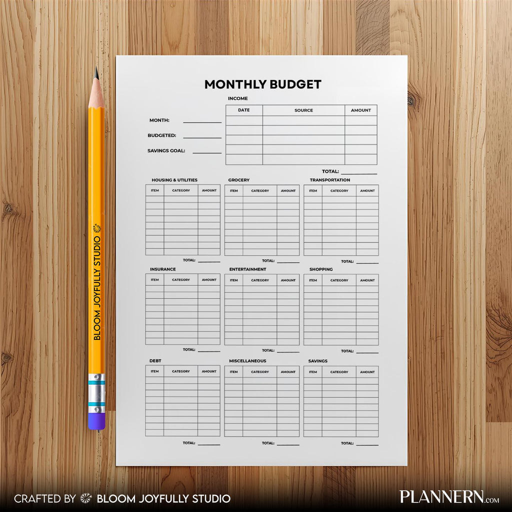 Bills Tracker — Monthly Budget Planner PRINTABLE, Expense Tracker Worksheet, Personal Finance Organizer, In... | Bloom Joyfully printable