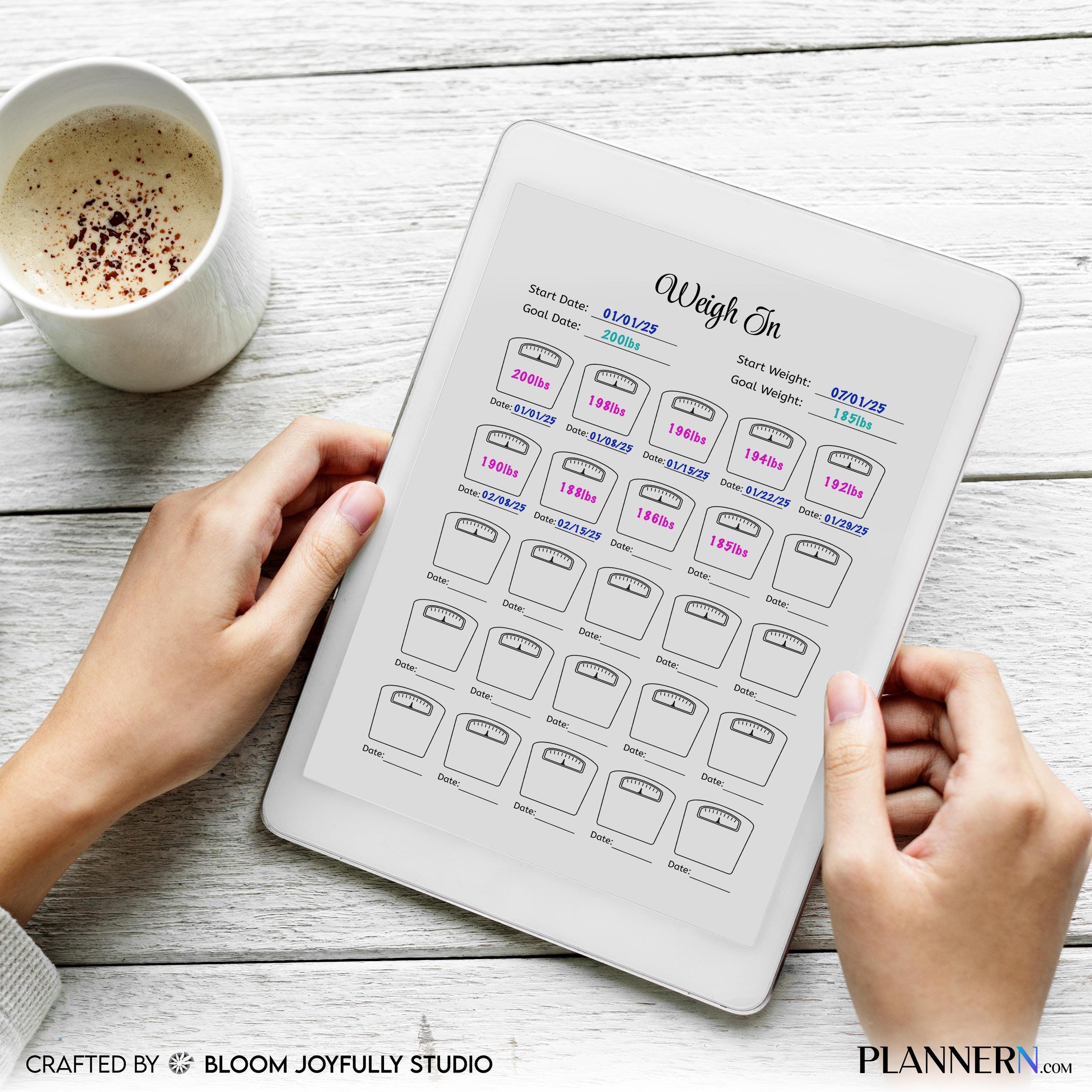 Body Weight Log — Weight Tracker PRINTABLE, Weigh, In Log, Weight Loss Planner, Fitness & Health Tracker, E... | Nutri Track printable