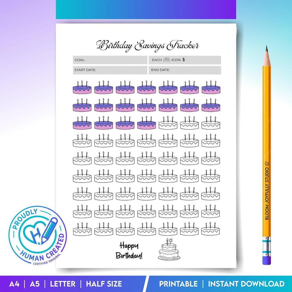 Birthday Fund — Birthday Savings Tracker PRINTABLE, Birthday Fund Tracker, Birthday Budget Planner, Party S... | Bloom Joyfully printable