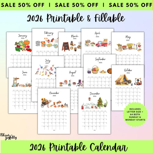 2026 Calendar — Farmhouse Calendar Bundle 2026, Printable Monthly Planners, Digital Download Calendar, A4, ... | Bloom Joyfully printable