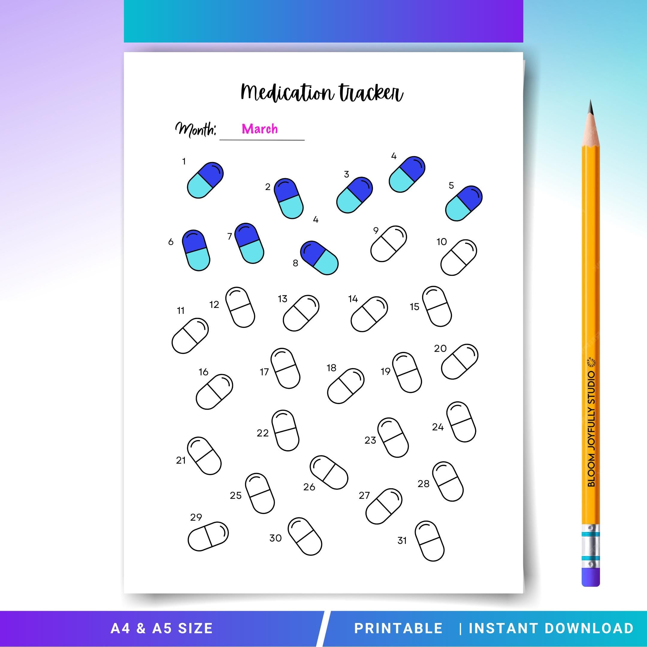 Daily Pill Log — Medication Log PRINTABLE, Pill Tracker, Daily Weekly Medicine Schedule, Habit & Health Tra... | Bloom Joyfully printable