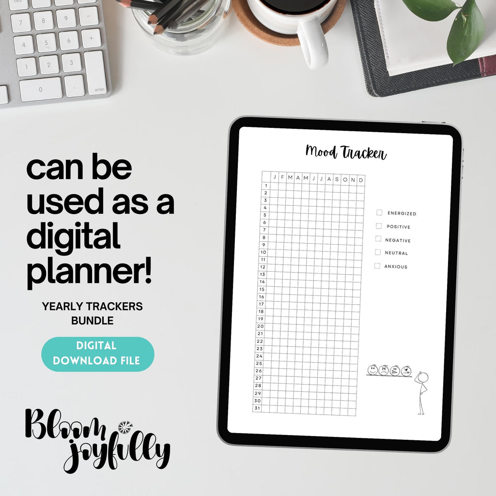 2025 — Yearly Trackers Bundle, PRINTABLE Planner Trackers, Journal Pages, Digital Planner, A4 & A5 Size | Mindfulness printable