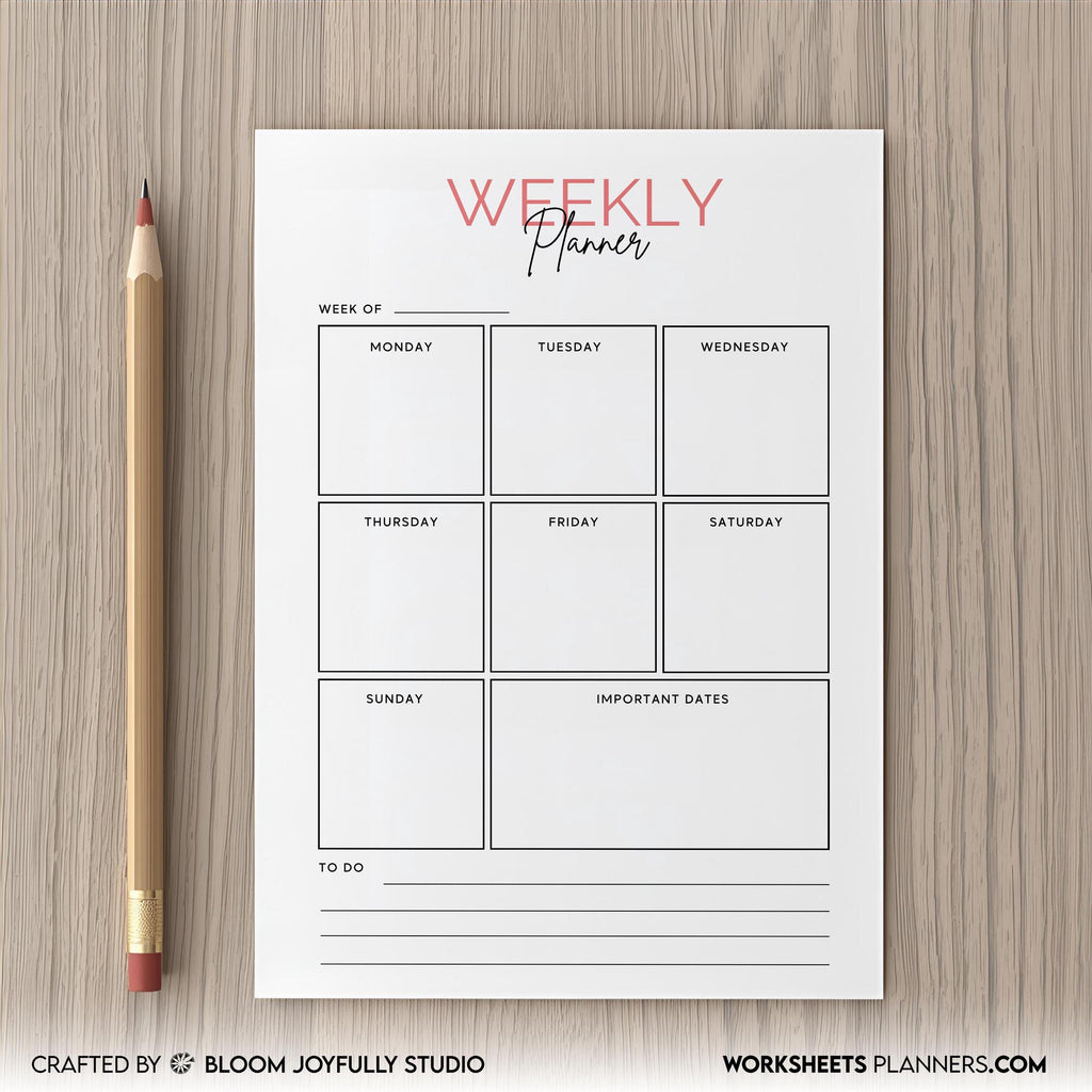 Digital Planner — Weekly Planner PRINTABLE, Weekly To Do List, Weekly Habit Tracker, Weekly Goal Planner, S... | Bloom Joyfully printable