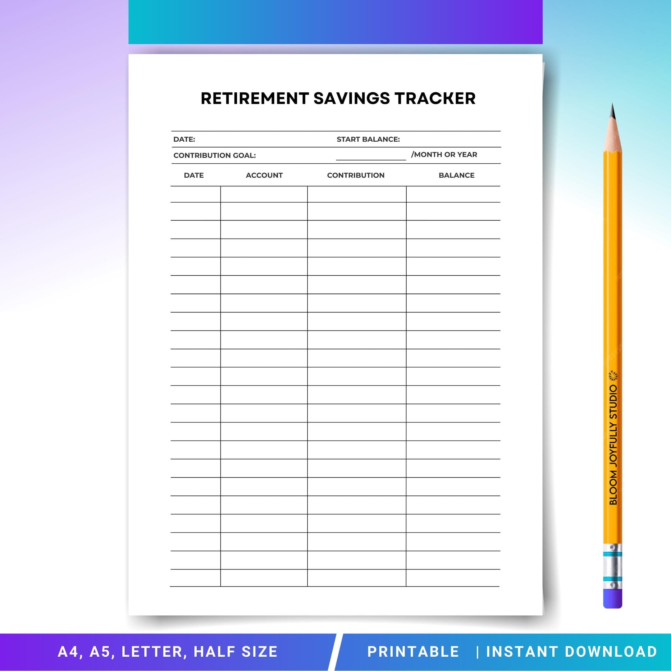 Budget Planner Pdf — Retirement Savings Tracker PRINTABLE, Financial Goal Sheet, Savings Planner, Financial... | Bloom Joyfully printable