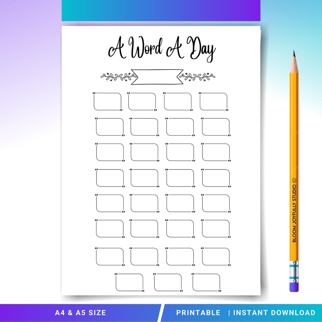 Daily Learning Log — A Word A Day PRINTABLE, Daily Language Tracker, New Word A Day, Monthly Word Tracker, ... | Bloom Joyfully printable