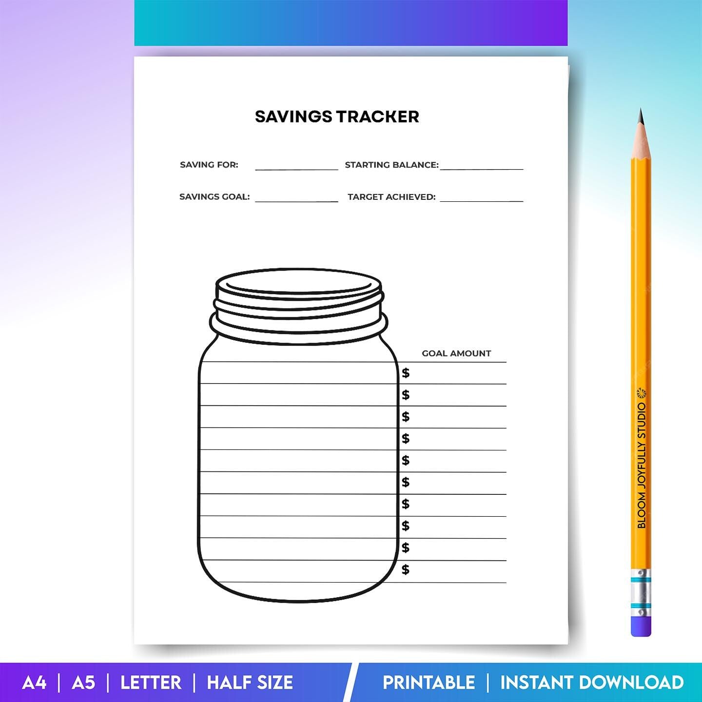 Budget Planner Print — Savings Jar Tracker PRINTABLE, Money Saving Challenge, Savings Challenge, Budget Goa... | Bloom Joyfully printable