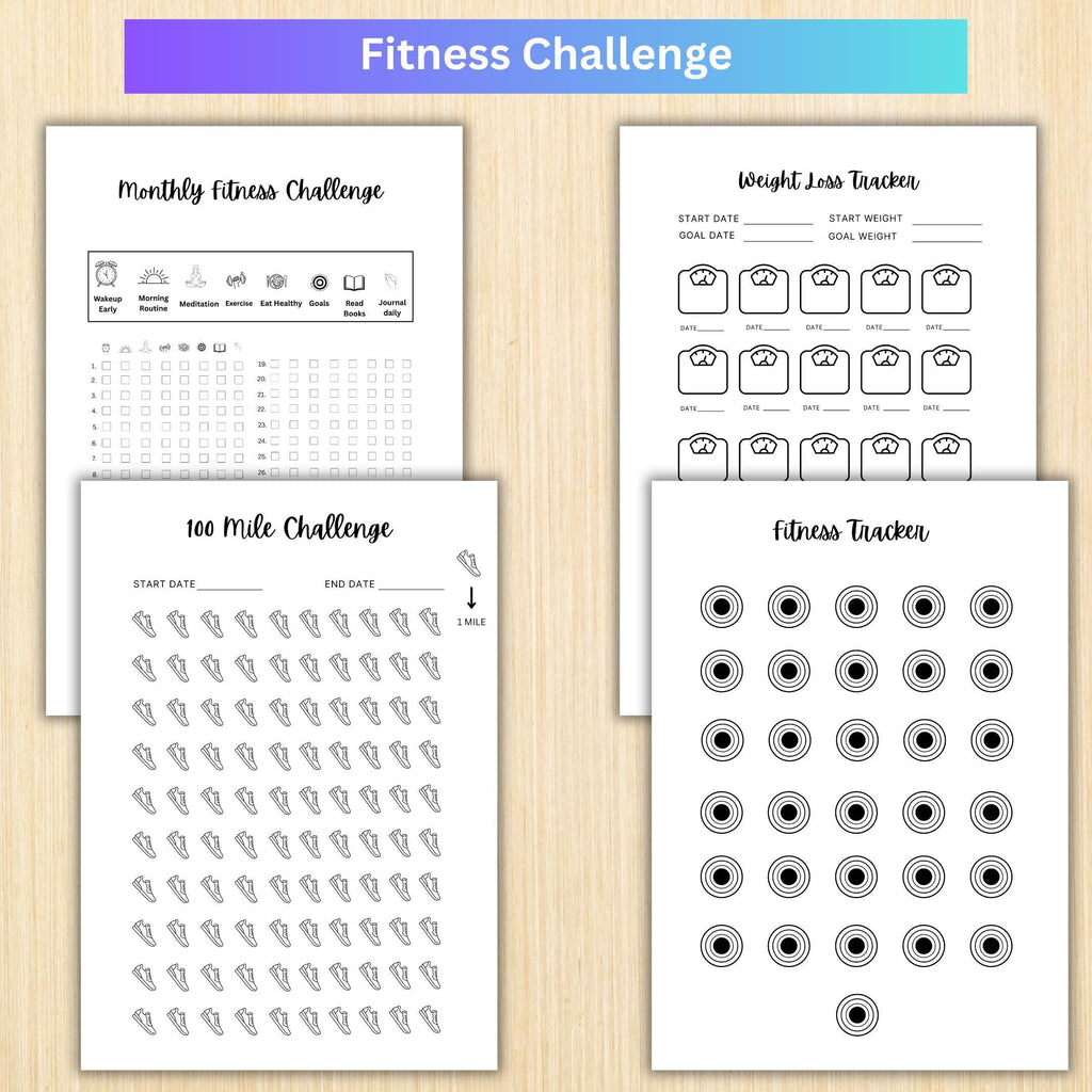 Digital Fitness — FITNESS Tracker Printable Bundle, Fitness and Wellness Tracker, Weightloss Tracker Bundle... | Nutri Track printable