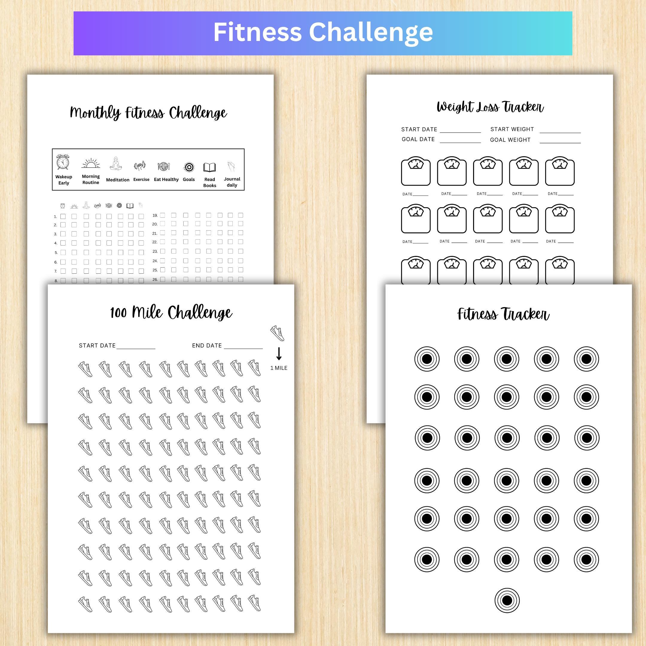 Digital Fitness — FITNESS Tracker Printable Bundle, Fitness and Wellness Tracker, Weightloss Tracker Bundle... | Nutri Track printable